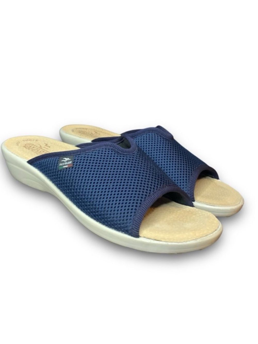 Fly Flot Navy Mesh Comfort Slide Sandals Made in Italy Women's size 9 EU 41